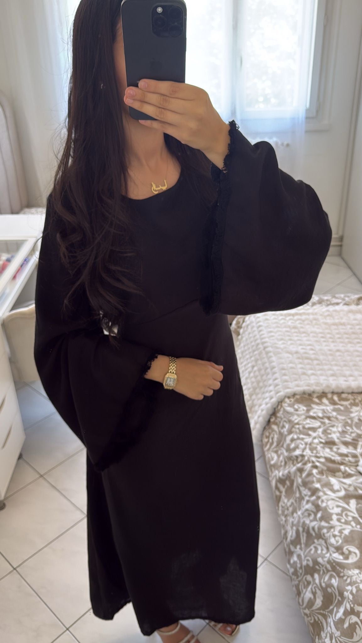 Robe noir effet lin