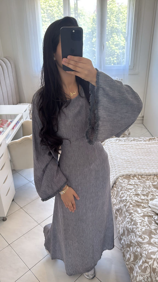 Robe gris foncé effet lin