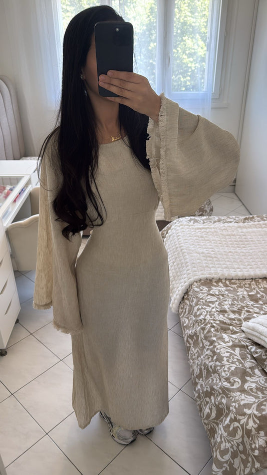 Robe beige effet lin