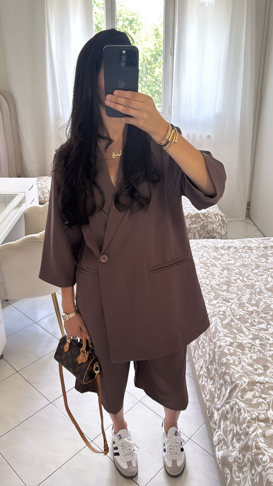 Ensemble bermuda marron