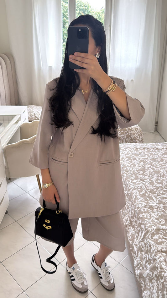 Ensemble bermuda taupe clair