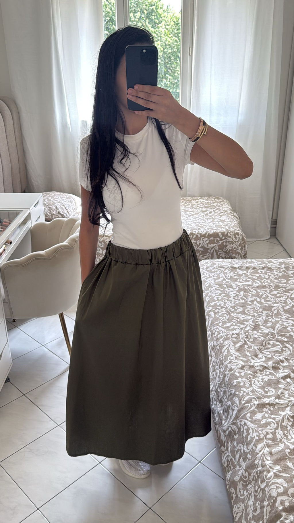 Jupe bouffante vert kaki