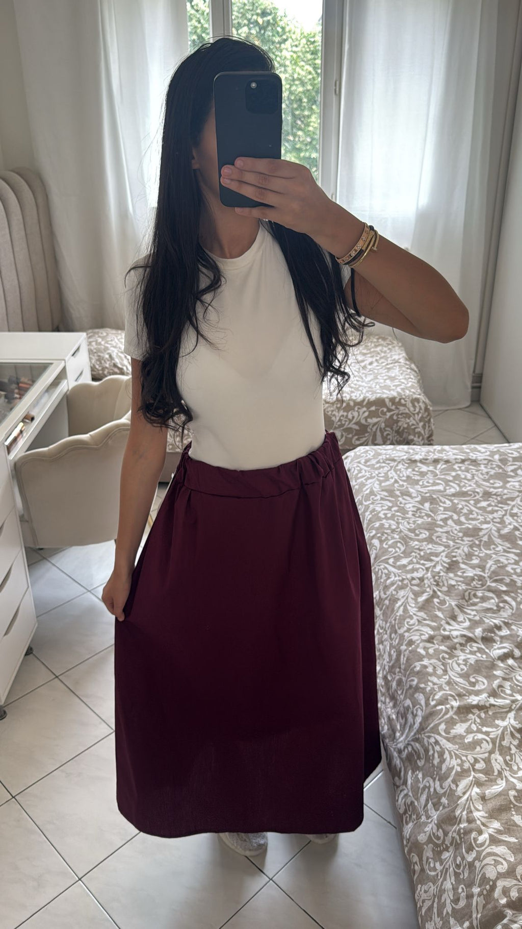 Jupe bouffante bordeaux