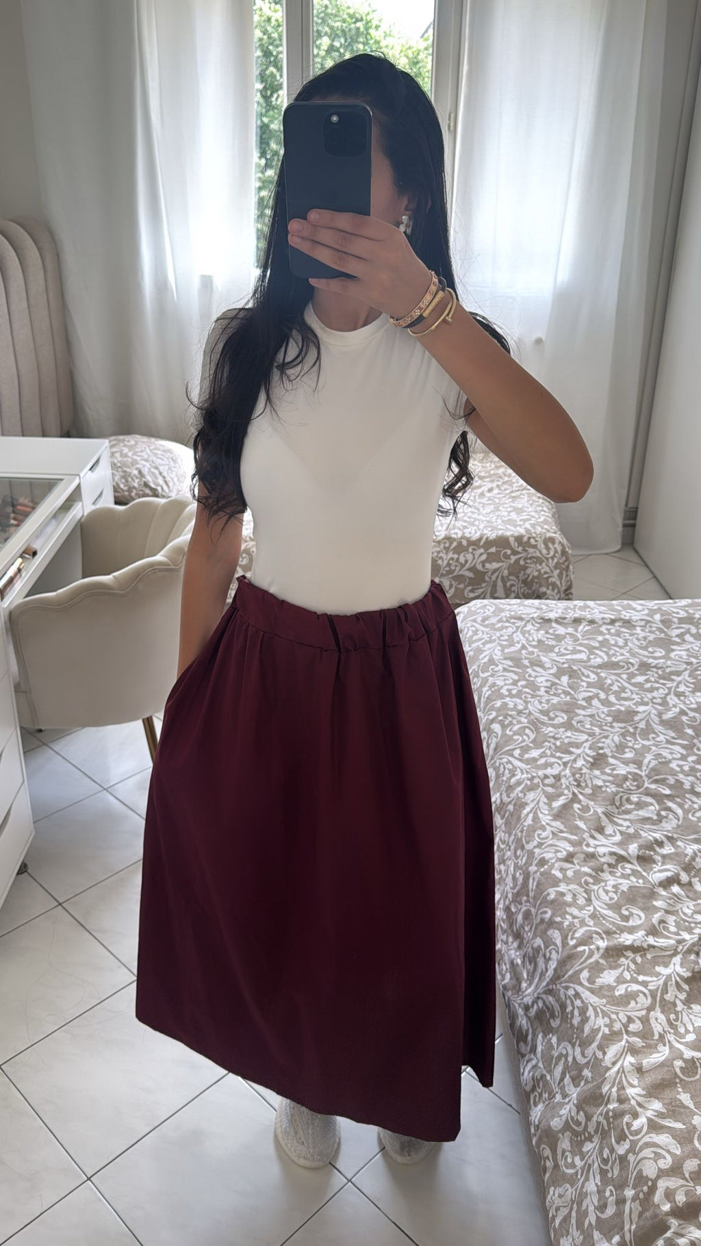 Jupe bouffante bordeaux