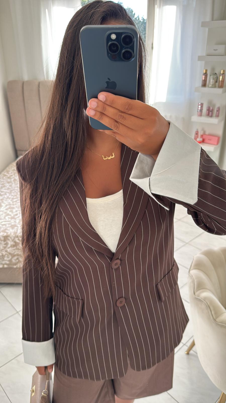 Blazer à rayure marron