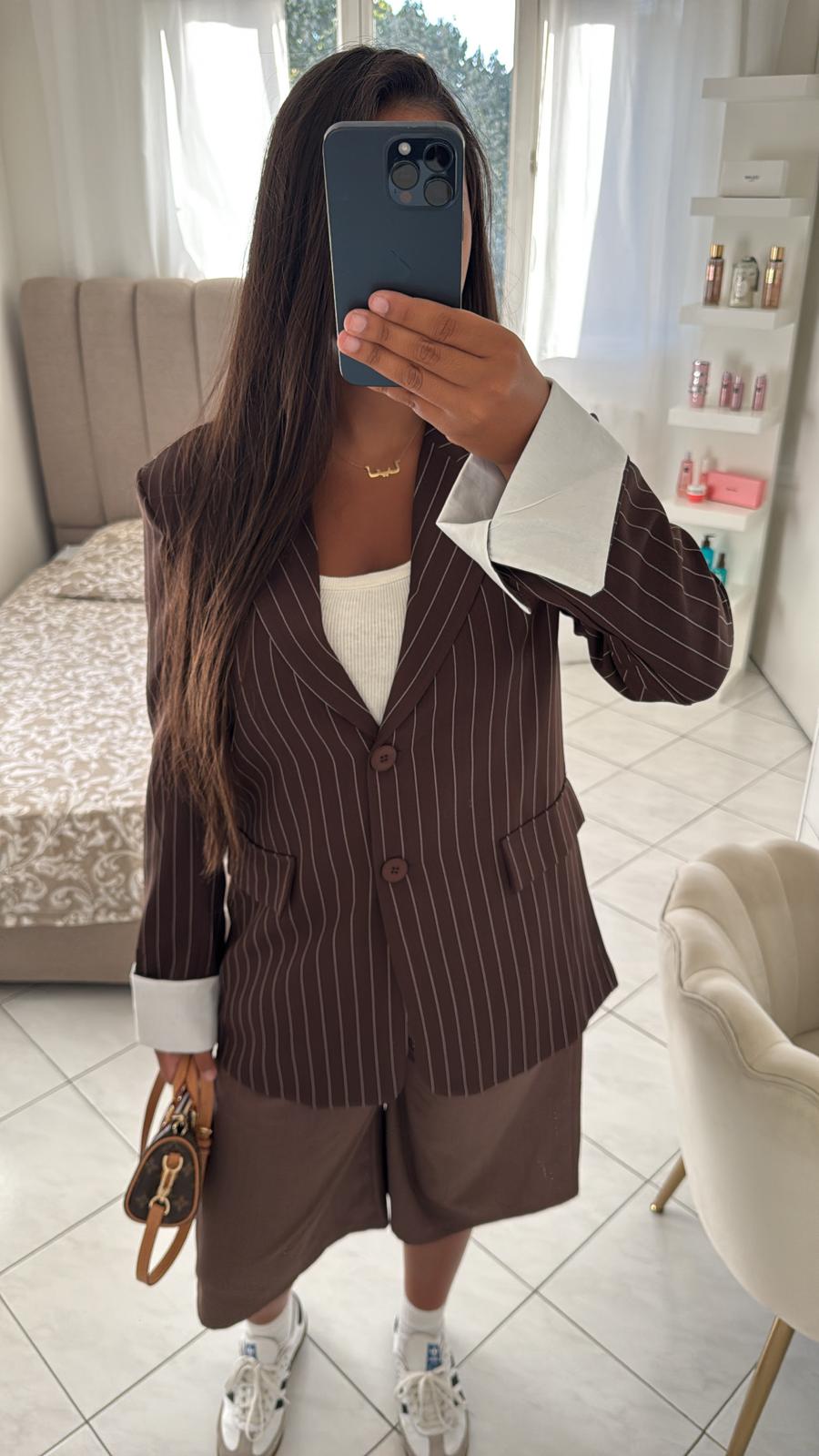 Blazer à rayure marron