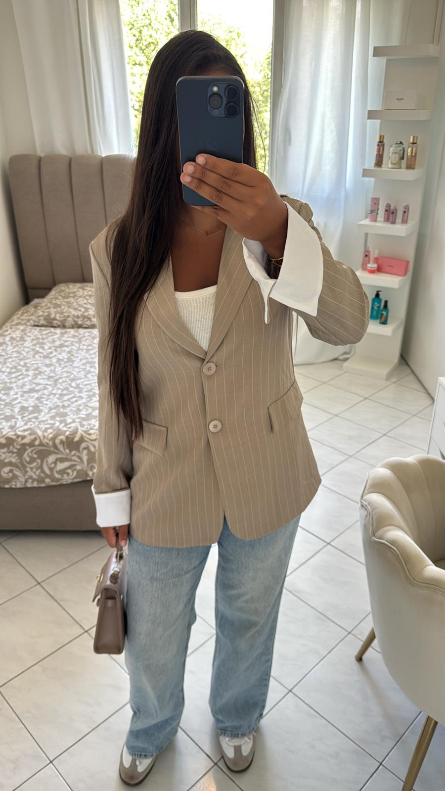 Blazer à rayure beige