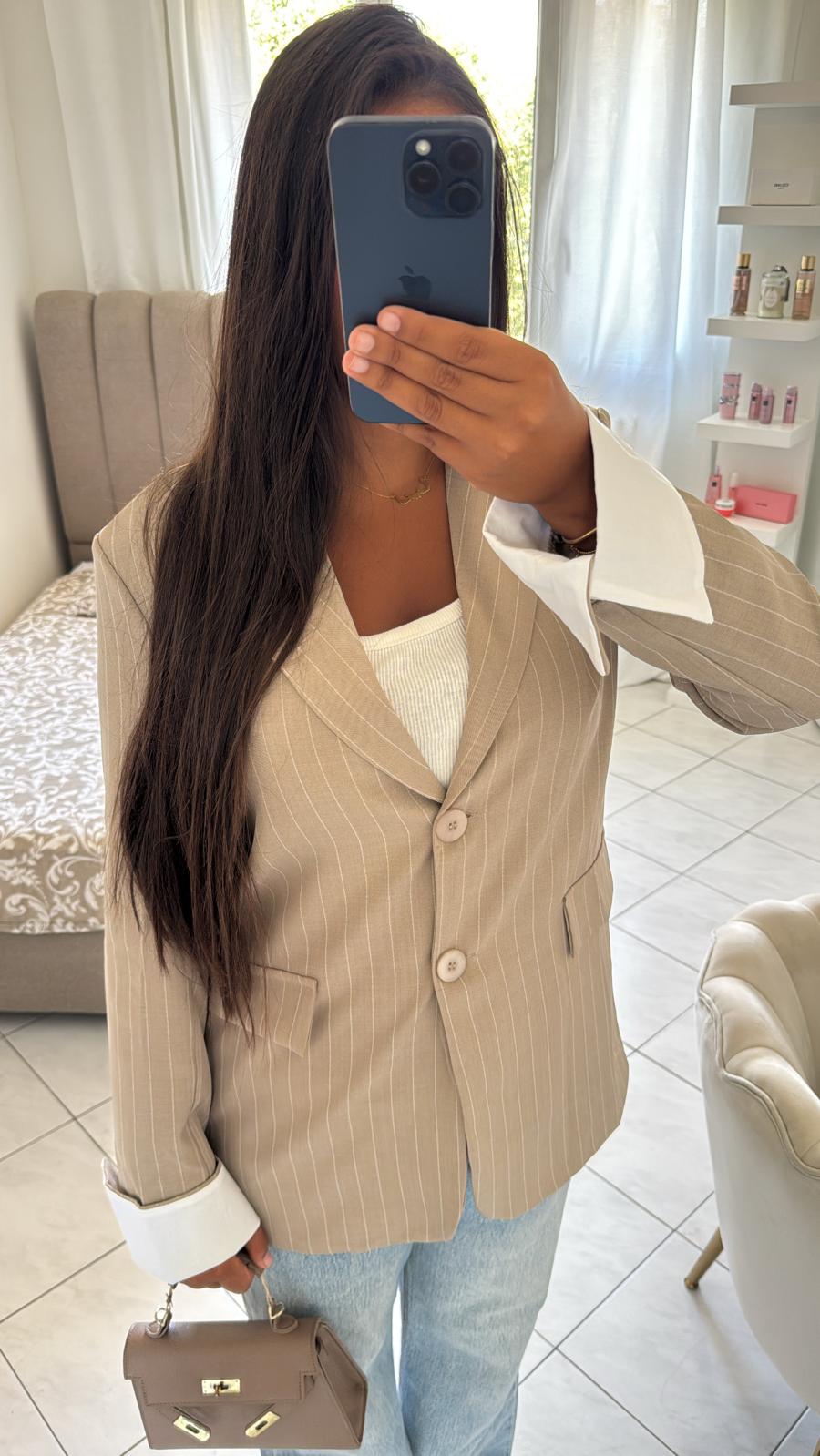 Blazer à rayure beige