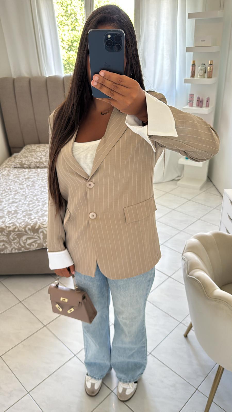 Blazer à rayure beige