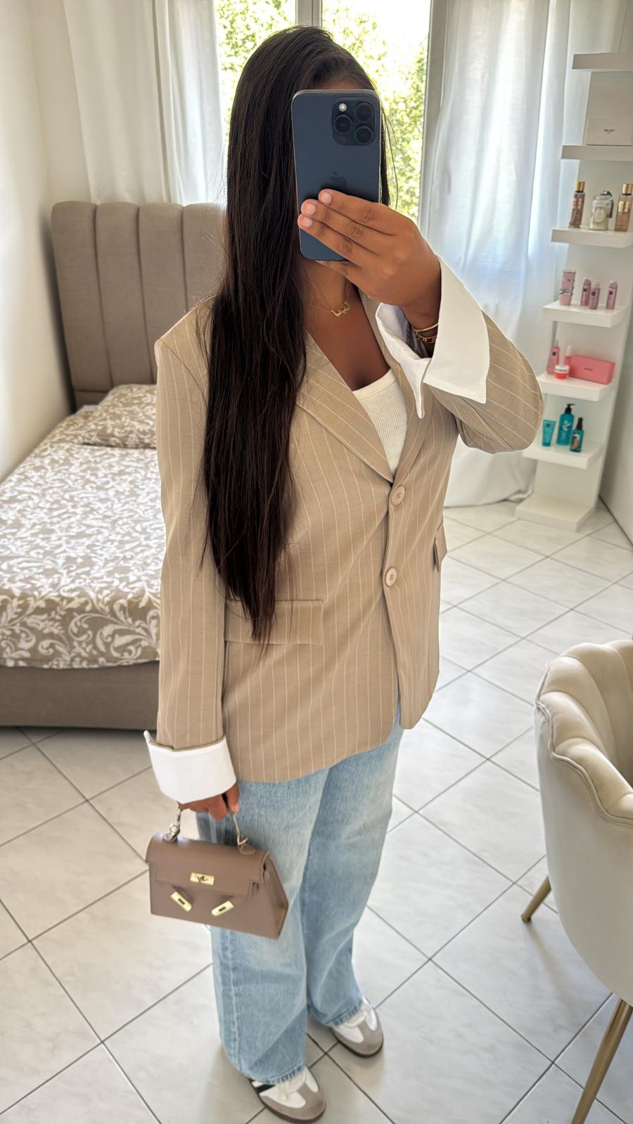 Blazer à rayure beige