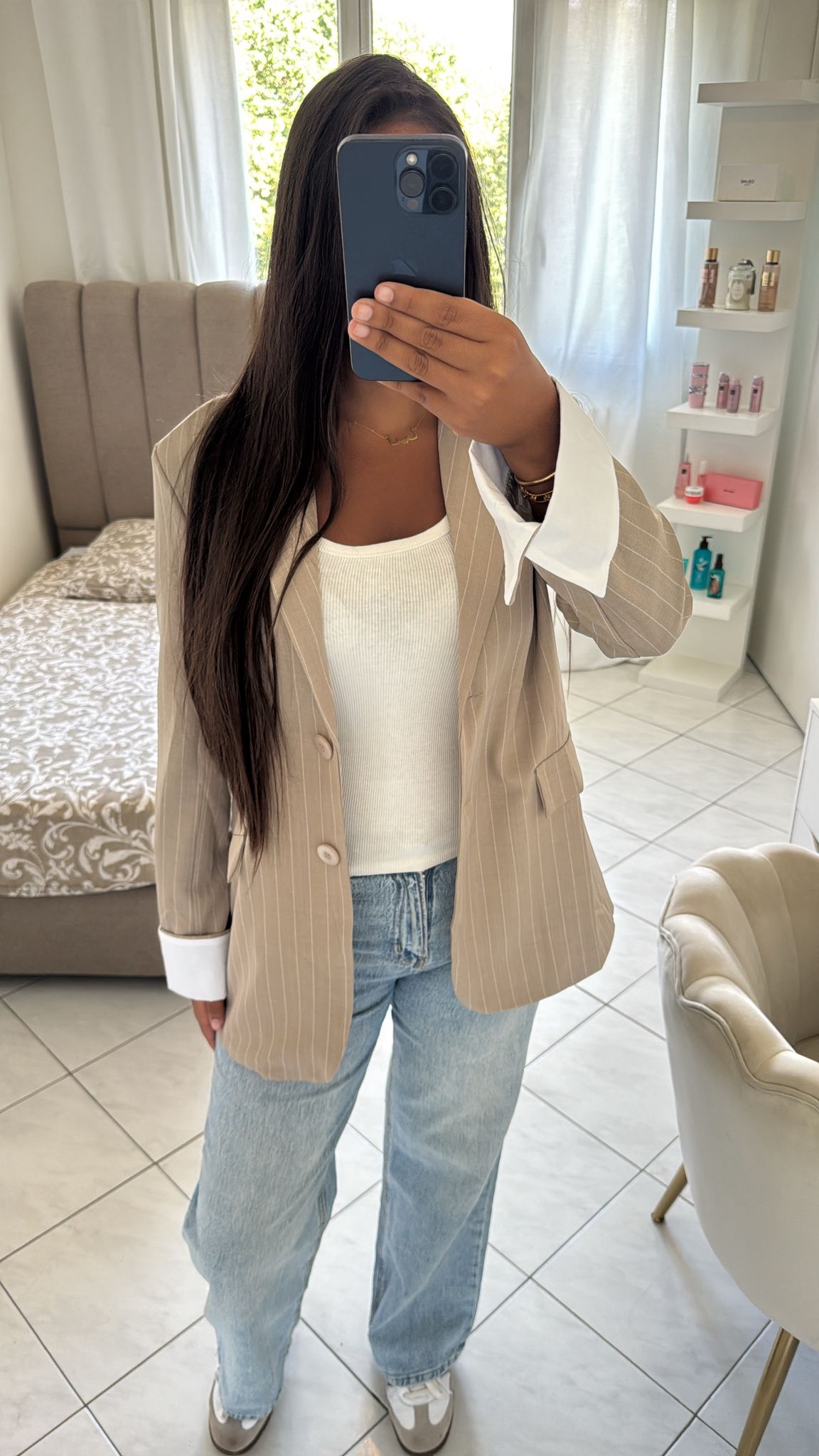 Blazer à rayure beige