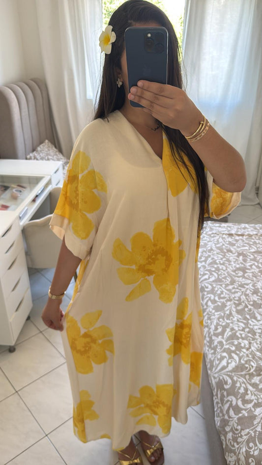 Robe florale jaune