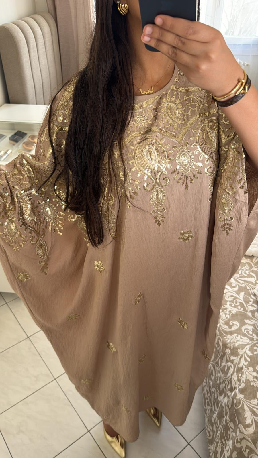 Abaya marwa beige foncé