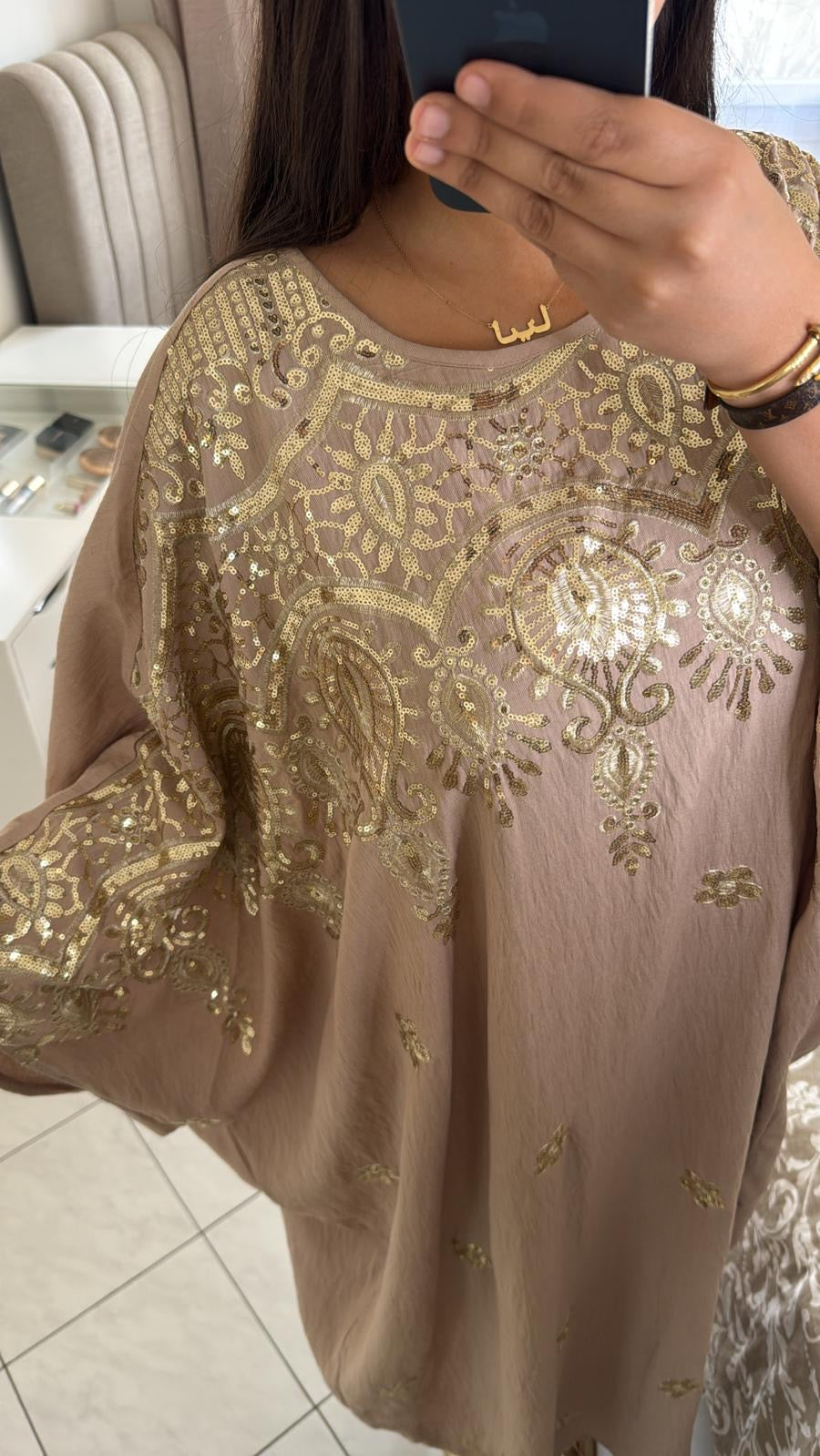 Abaya marwa beige foncé