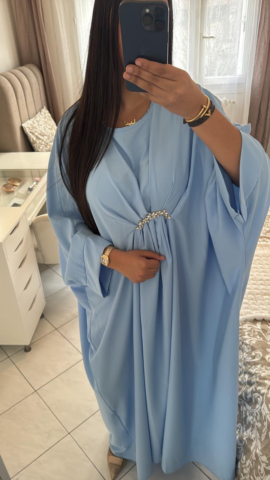 Abaya maryam bleu ciel