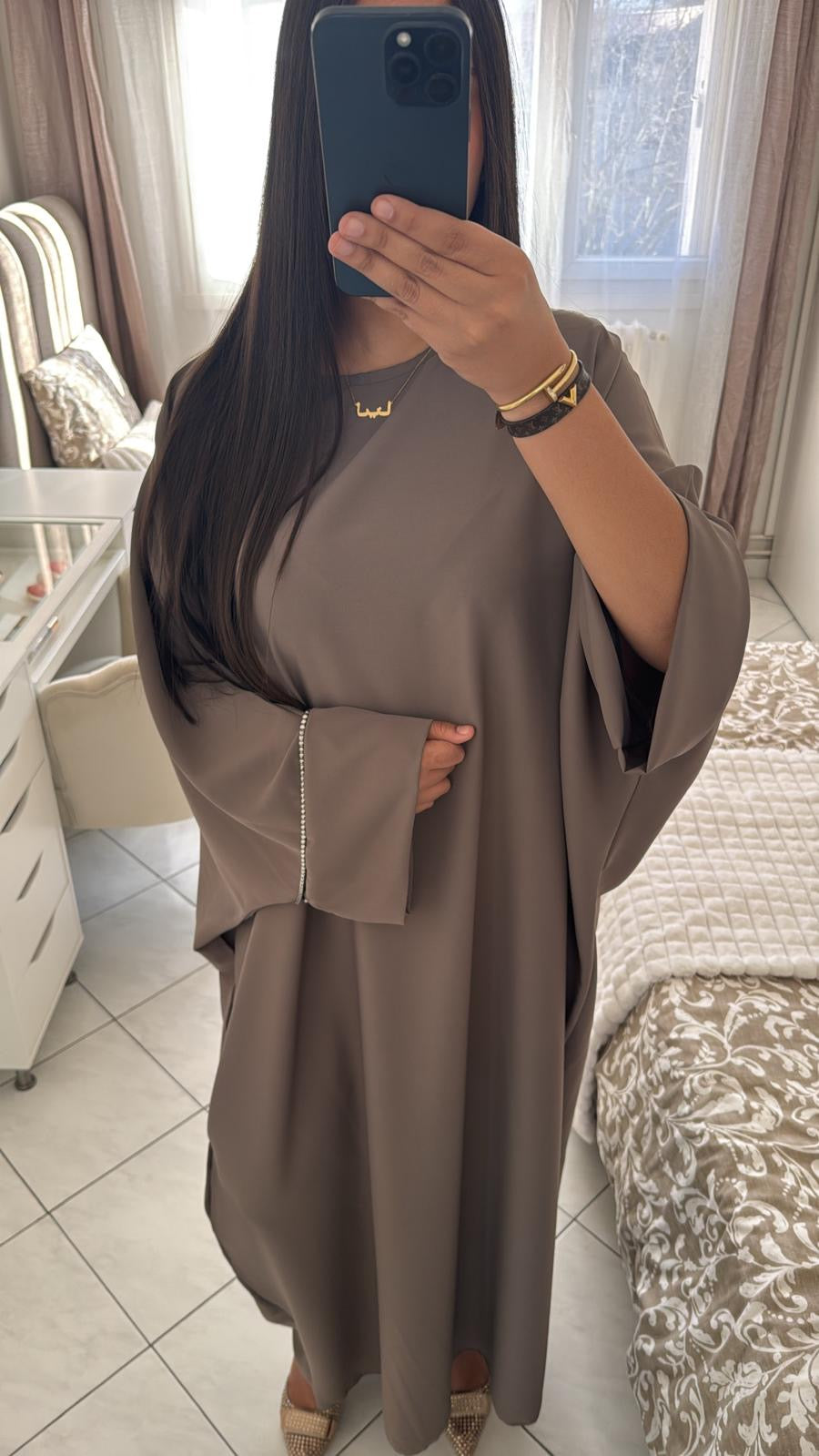 Abaya nesma taupe