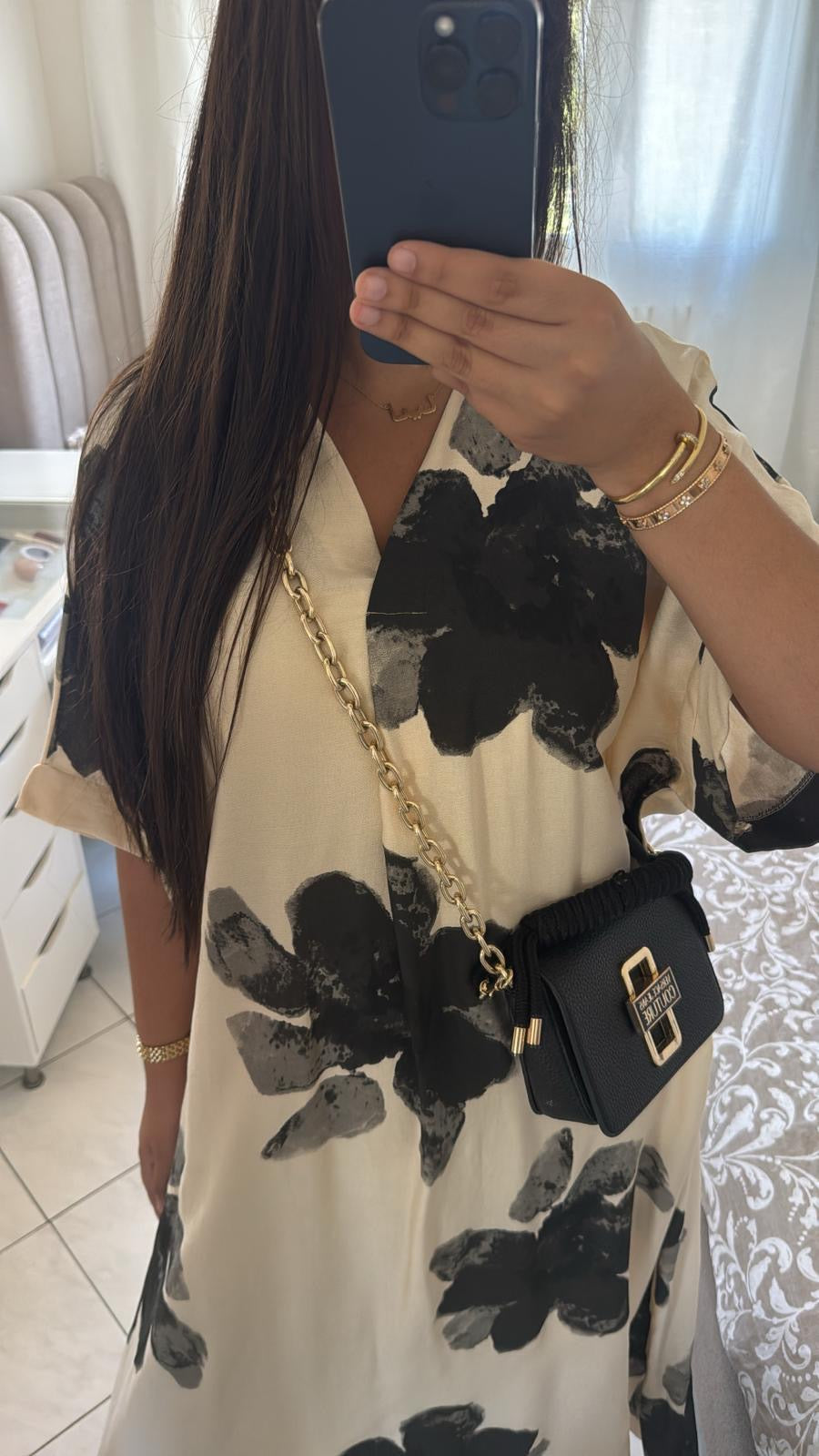 Robe florale noir