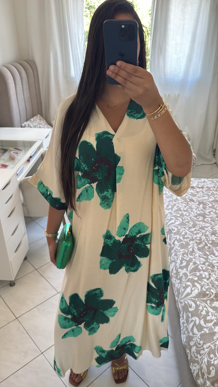 Robe florale verte